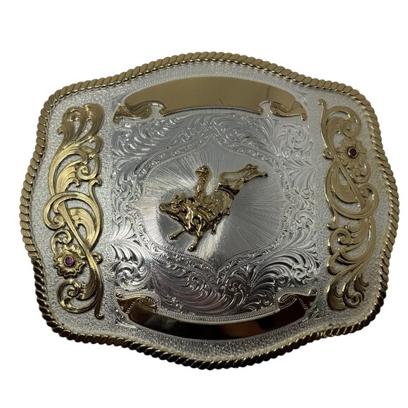 Vtg 1982 Siskiyou End of the Trail Belt Buckle Native American Indian Western - Picture 3 of 9